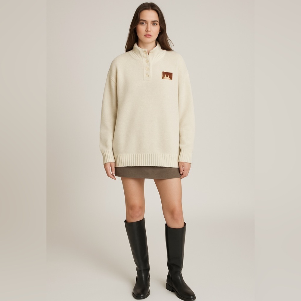 13DE MARZO Butterfly Patch Polo Sweater